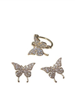 EHOME Butterfly Hoop Earrings For Women,Crystal Rhinestone CZ Drop Earrings For Girls,Gold Plated Cubic Zirconia Earrings for Prom Wedding Brides  - Image 4