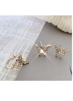 EHOME Butterfly Hoop Earrings For Women,Crystal Rhinestone CZ Drop Earrings For Girls,Gold Plated Cubic Zirconia Earrings for Prom Wedding Brides  - Image 2
