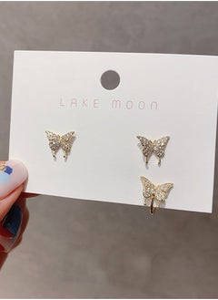 EHOME Butterfly Hoop Earrings For Women,Crystal Rhinestone CZ Drop Earrings For Girls,Gold Plated Cubic Zirconia Earrings for Prom Wedding Brides  - Image 3