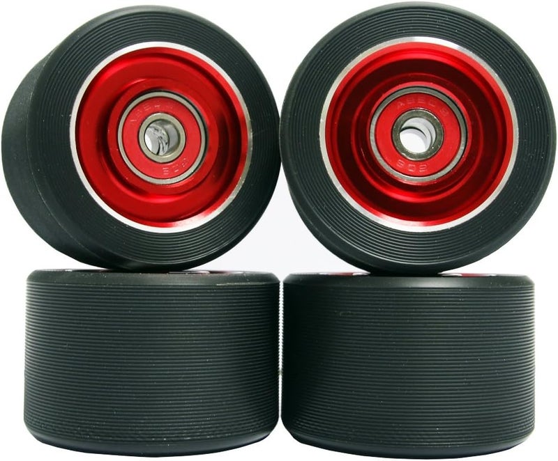 Z-FIRST 62mm Roller Skate Wheels - Aluminum Alloy Speed Skate Replacement Wheels with ABEC-9 Bearing (Pack of 4) (Black-Red) - Image 1
