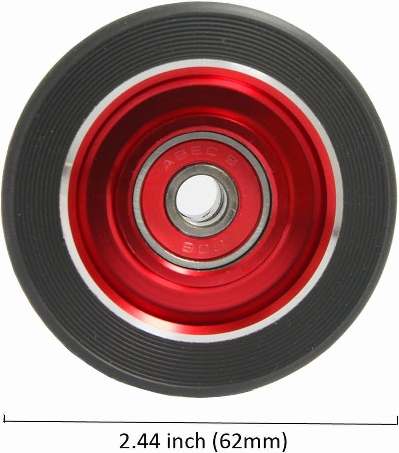 Z-FIRST 62mm Roller Skate Wheels - Aluminum Alloy Speed Skate Replacement Wheels with ABEC-9 Bearing (Pack of 4) (Black-Red) - Image 2