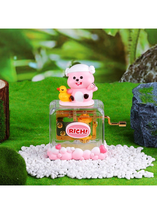 Creative Cute Cozy Time Hand Music Box Creative Music Box Gift Trendy Play Student Gift Wholesale-Color:clear Wave Lotus Shadow-Dimensions:Hand-cranked Music Box  - Image 5