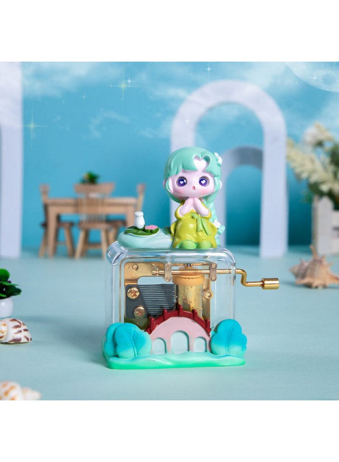 Creative Cute Cozy Time Hand Music Box Creative Music Box Gift Trendy Play Student Gift Wholesale-Color:clear Wave Lotus Shadow-Dimensions:Hand-cranked Music Box  - Image 1