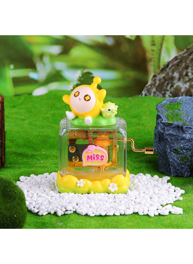 Creative Cute Cozy Time Hand Music Box Creative Music Box Gift Trendy Play Student Gift Wholesale-Color:clear Wave Lotus Shadow-Dimensions:Hand-cranked Music Box  - Image 4