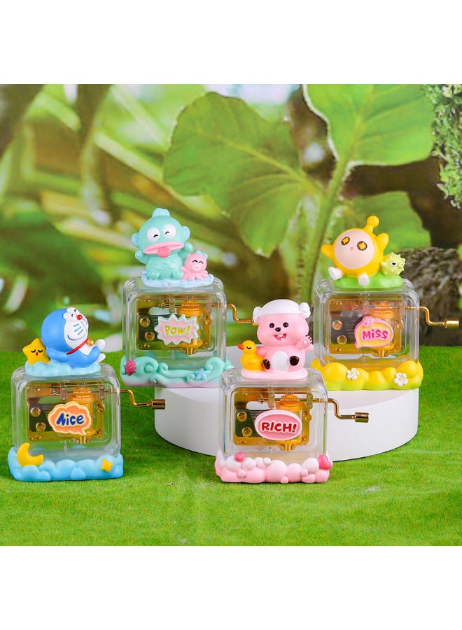 Creative Cute Cozy Time Hand Music Box Creative Music Box Gift Trendy Play Student Gift Wholesale-Color:clear Wave Lotus Shadow-Dimensions:Hand-cranked Music Box  - Image 2