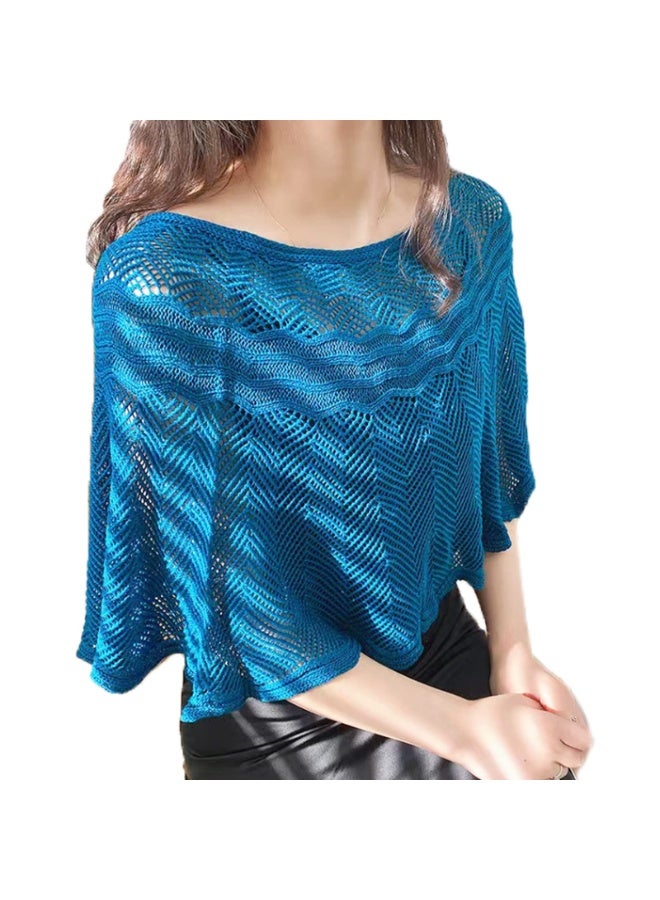 SUNSAR Knitted Sun-Proof Shawl with Pearl Pin Ice Silk Shawl for Women Summer Hollow-Out Knit Shawls Wraps, Women Open Knit Top - Image 2