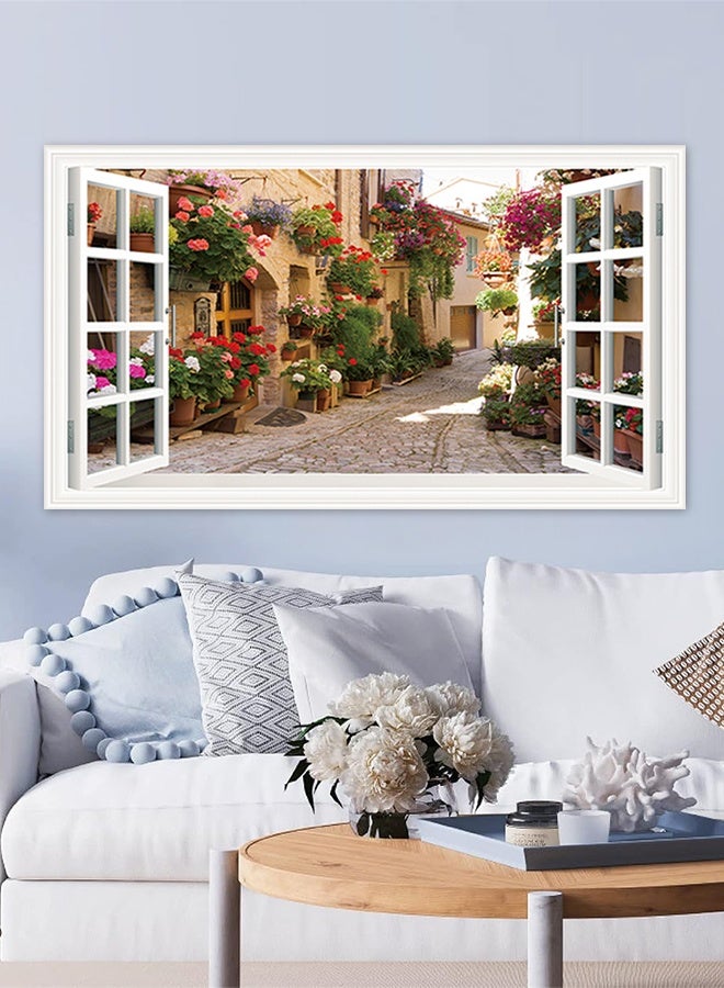 UNUNS Removable Window Vinyl Wall Decals,35.4"x 23.7"(60x90cm) Flower Street Faux Stickers,Peel And Stick Murals For Bedroom,Living Room,Office  - Image 4