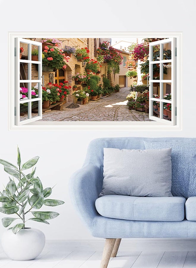 UNUNS Removable Window Vinyl Wall Decals,35.4"x 23.7"(60x90cm) Flower Street Faux Stickers,Peel And Stick Murals For Bedroom,Living Room,Office  - Image 3