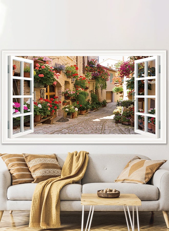 UNUNS Removable Window Vinyl Wall Decals,35.4"x 23.7"(60x90cm) Flower Street Faux Stickers,Peel And Stick Murals For Bedroom,Living Room,Office  - Image 1