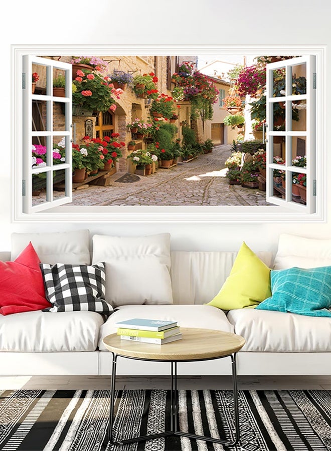 UNUNS Removable Window Vinyl Wall Decals,35.4"x 23.7"(60x90cm) Flower Street Faux Stickers,Peel And Stick Murals For Bedroom,Living Room,Office  - Image 2