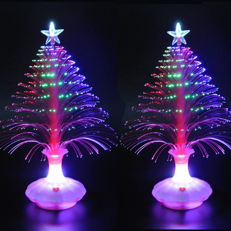 alfyng LED Fiber Optic Christmas Tree Color Changing Holiday Tree Set with a Star 126 Tabletop Christmas Lighted Tree for Christmas Houses Decoration and Holiday Scene No Battery