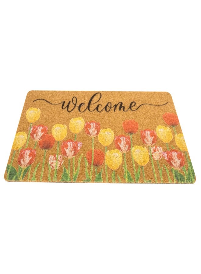 UTOWO Spring Welcome Door Mat Sunflower Doormat Floral Entry Mats Synthetic Coir with Anti Slip PVC Back 17X29in - Image 2