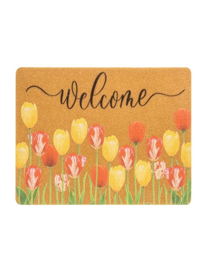 UTOWO Spring Welcome Door Mat Sunflower Doormat Floral Entry Mats Synthetic Coir with Anti Slip PVC Back 17X29in - Image 3