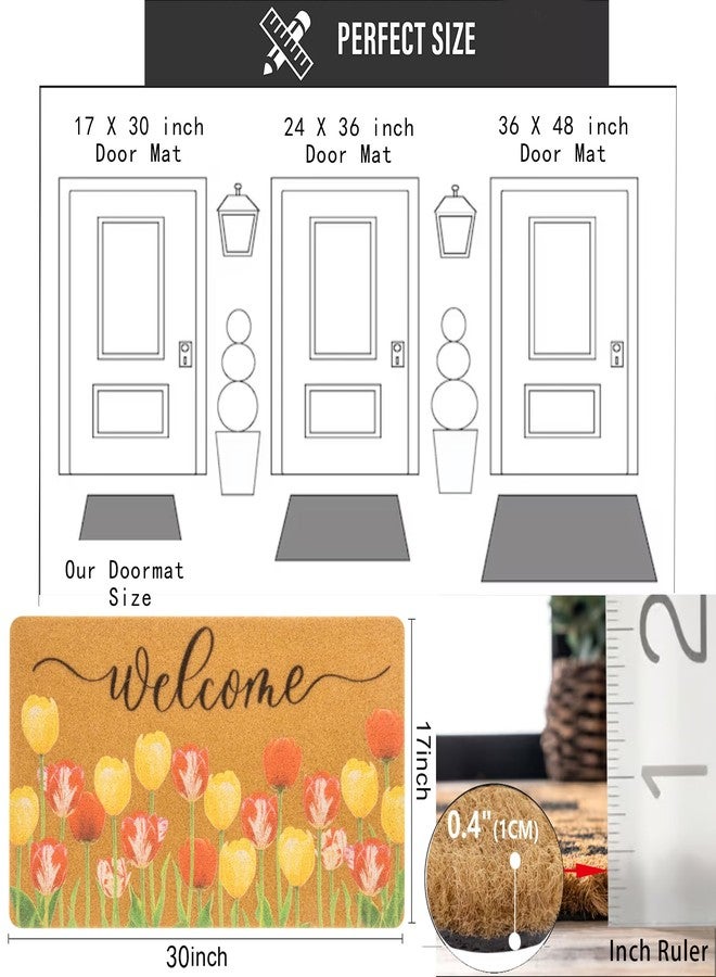 UTOWO Spring Welcome Door Mat Sunflower Doormat Floral Entry Mats Synthetic Coir with Anti Slip PVC Back 17X29in - Image 4
