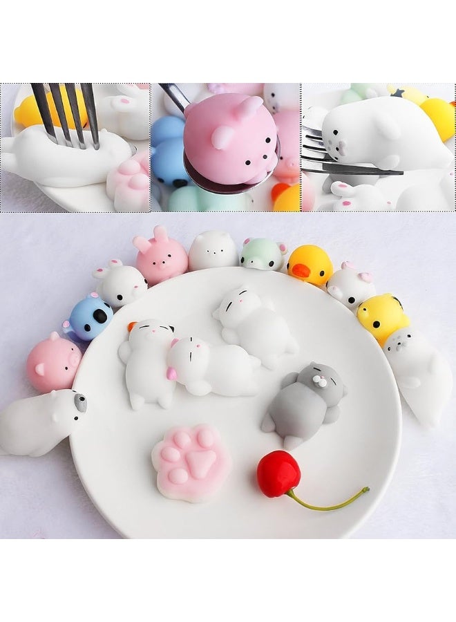 Outee 16 Pcs Mochi Animals Toys Lovely Mochi Cat Stress Relief Toys Mochi Animals Toys Mini Animals Cat Easter Gifts - Image 1