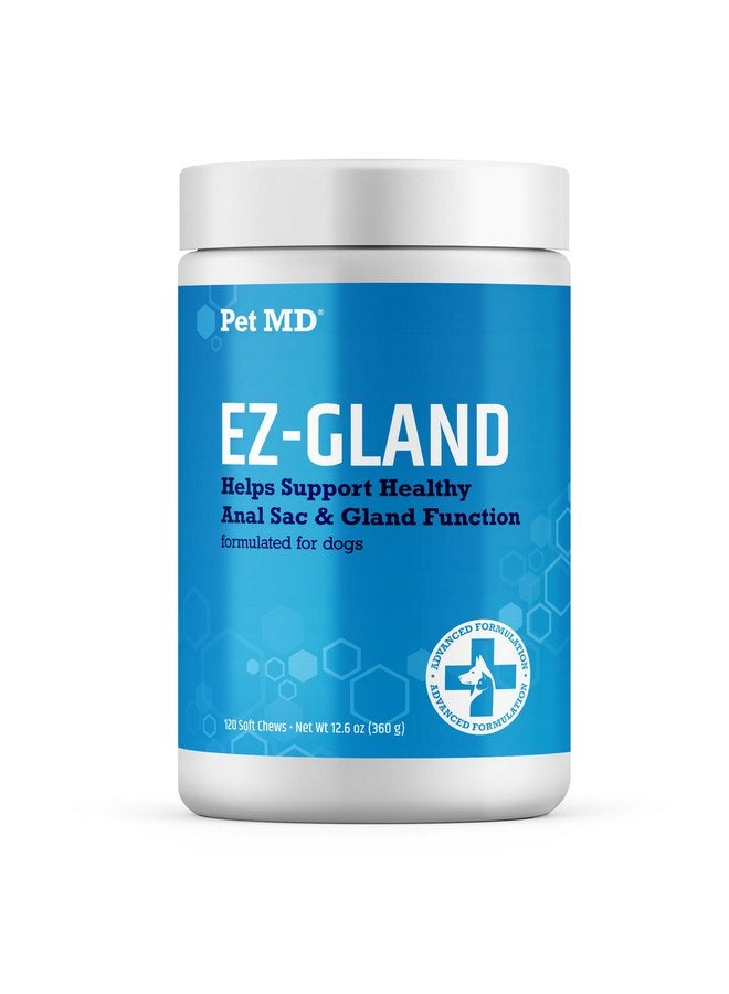Pet MD بيت إم دي EZ غلاند - مضغ غدد الشرج للكلاب مع اليقطين والألياف لدعم الهضم، تخفيف الإمساك، وتثبيت البراز - 120 قطعة مضغ ناعمة - Image 1