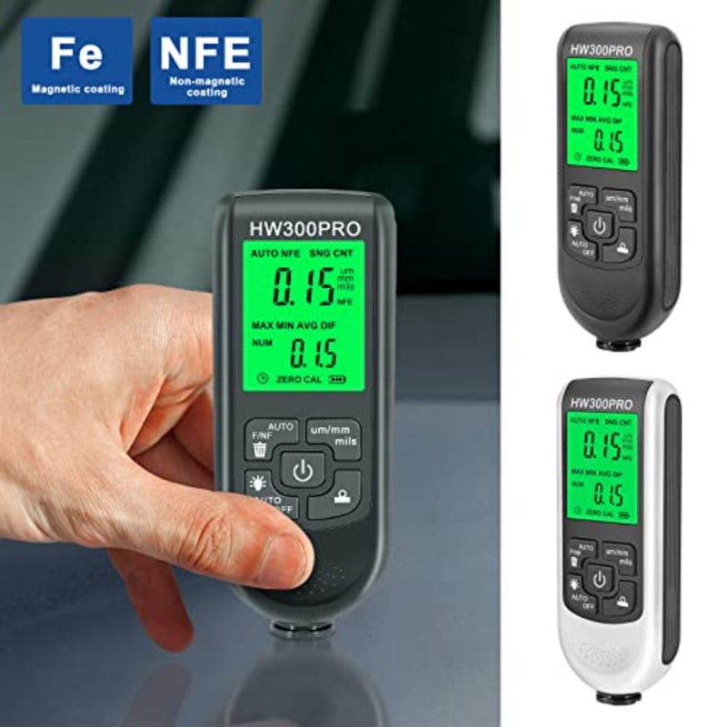 Eacam Paint Thickness Gauge - Accurate Car Paint Depth Gauge with 0-2000UM Fe and NFe Thickness Gauge for Steel Automotive Aluminum Metals - Image 2