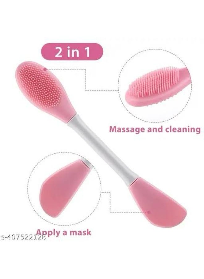 Generic - Silicone Face Mask Applicator, 2 in 1 Double-Sided Facial Scrubber Brush Tool, Double-Head Manual Cleansing Brush for Deep Gentle Exfoliating 1PCS (random color) - Image 1