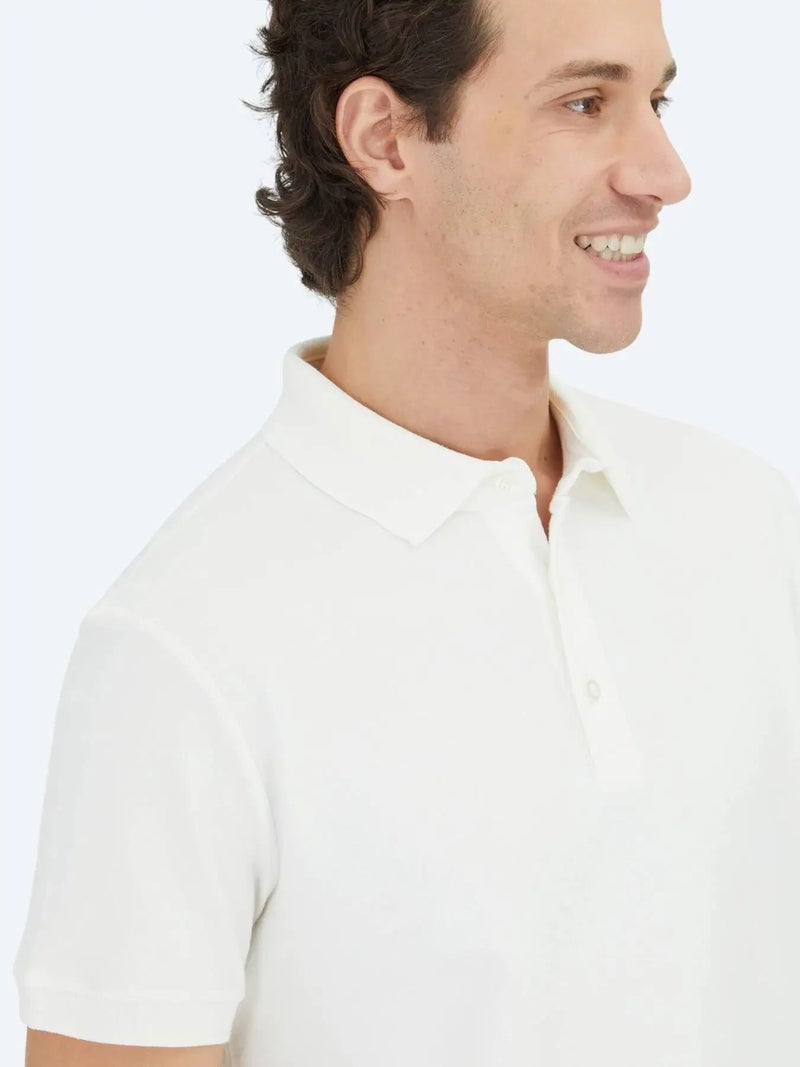 Kip Ecru Plain Polo Neck 100% Cotton T-Shirt - Image 4