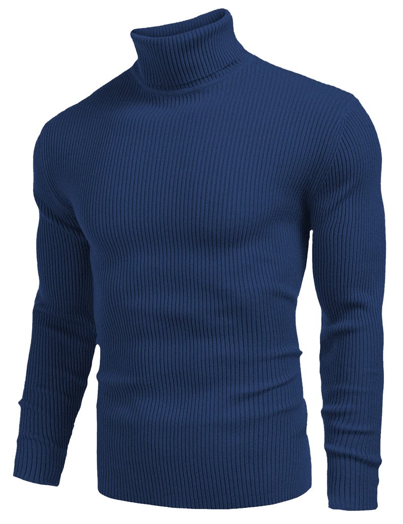 NORTHWIND Men's High and Turtle Neck Cotton Sweater (N Quartz Blue, Small) - Image 2