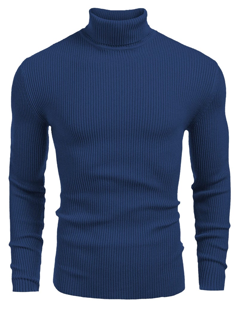 NORTHWIND Men's High and Turtle Neck Cotton Sweater (N Quartz Blue, Small) - Image 1