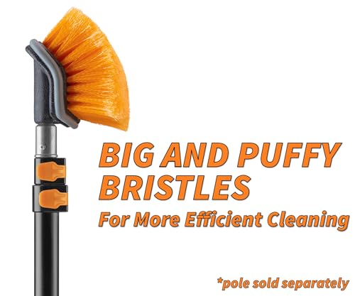EXTEND-A-REACH Hard Bristle Deck Scrub Brush Heavy Duty Concrete Scrub Brush for Exterior House Cleaning Screw On Floor Brush Scrubber Fits Standard Acme Threaded Extension Poles Pole Sold Separately - Image 5