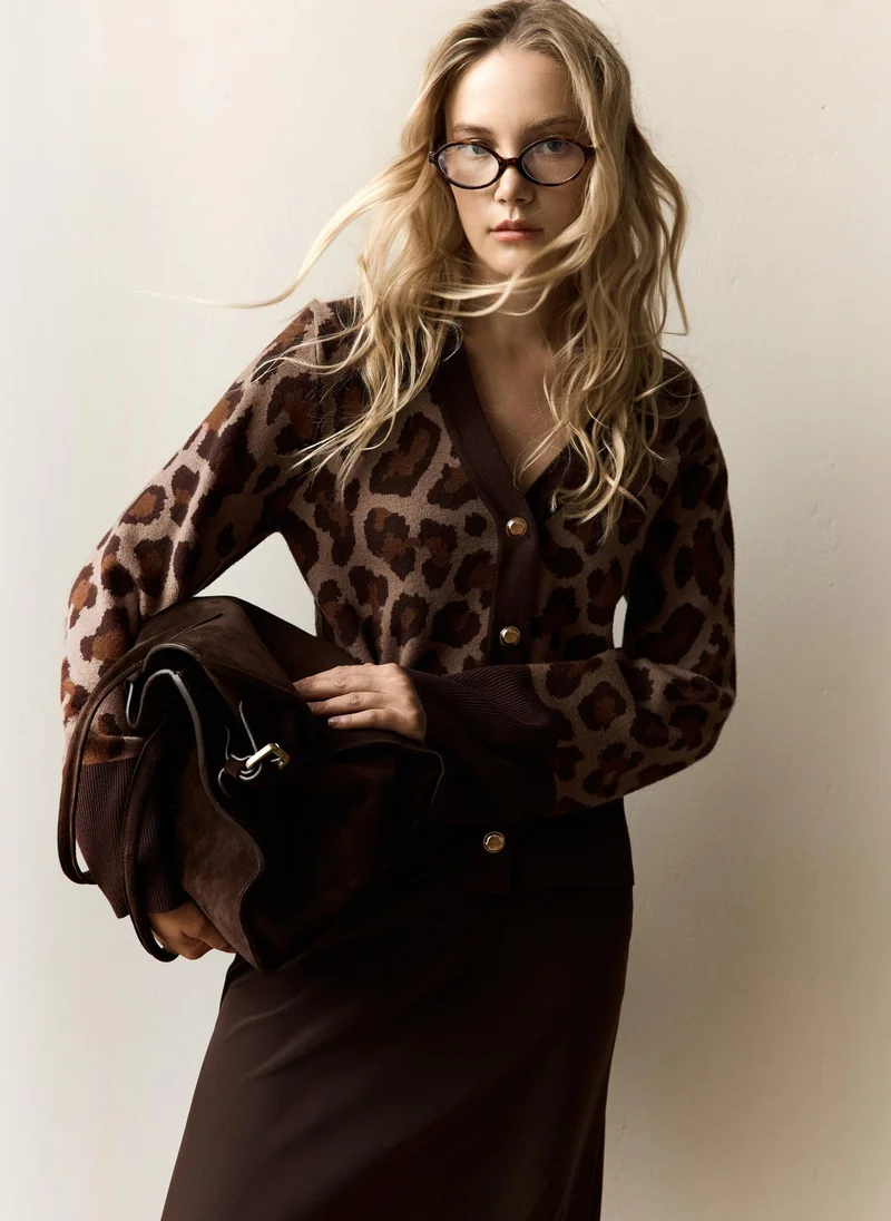 Lichi Knitted cardigan with leopard details