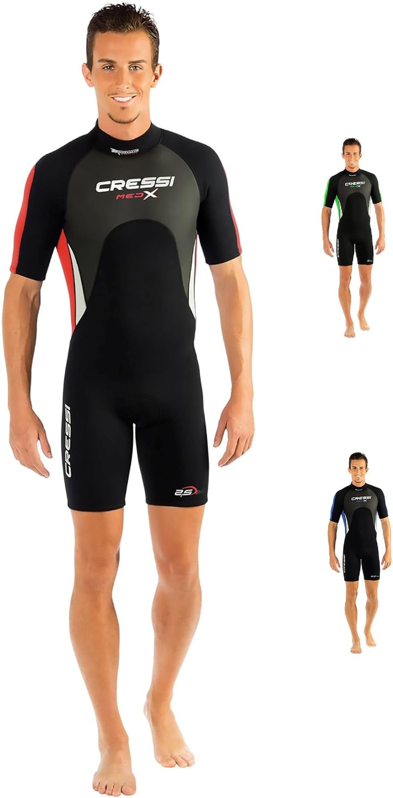 Cressi Med X 25 mm Man Short Sleeves Short Wetsuits BlackRed 2XL - Image 2