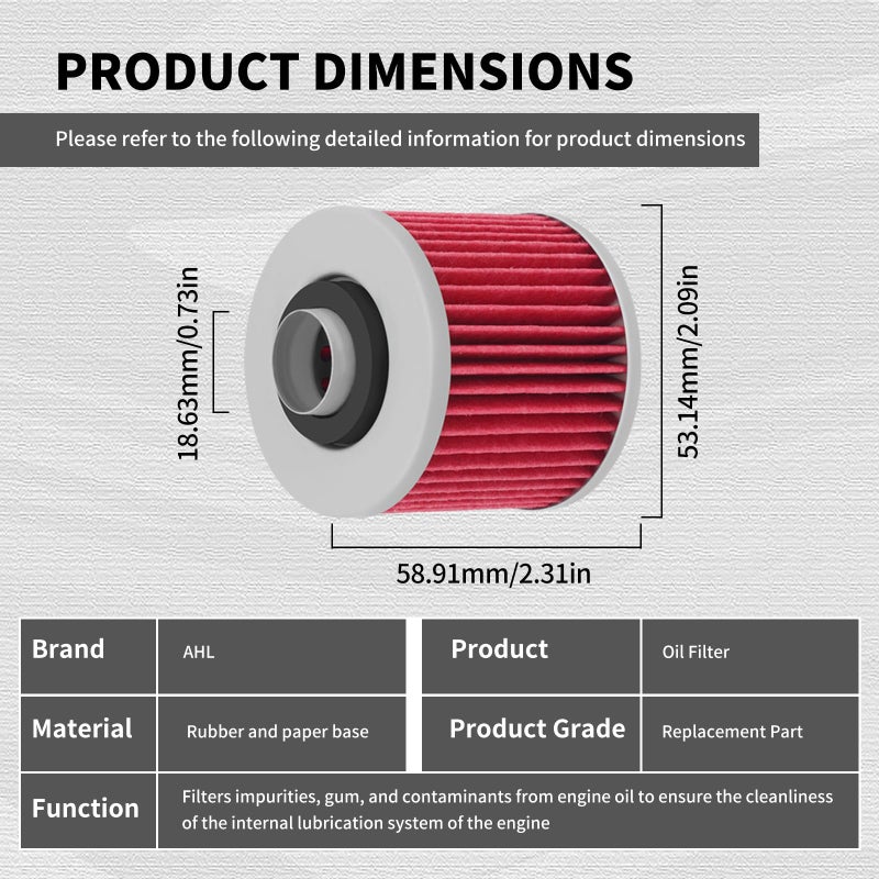 AHL 145 Oil Filter 2H0-13440-90 4X7-13440-00 4X7-13440-01 4X7-13440-90 583-13440-10 5JX-13440-00 Compatible with Yamaha YFM700R Raptor SE 700 2007-2016 - Image 4