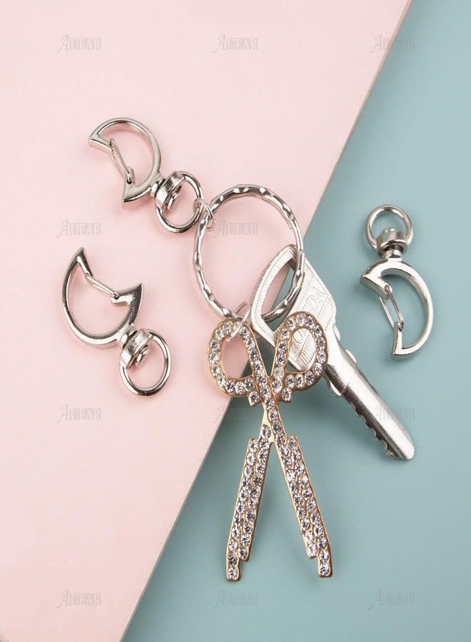 AUEAR, 50 Pack Silver Swivel Lobster Claw Clasps Metal Spring Snap Moon Keychains Lanyard Clip Hooks Split Key Ring for DIY Crafts - Image 4