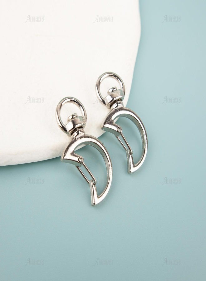 AUEAR, 50 Pack Silver Swivel Lobster Claw Clasps Metal Spring Snap Moon Keychains Lanyard Clip Hooks Split Key Ring for DIY Crafts - Image 3