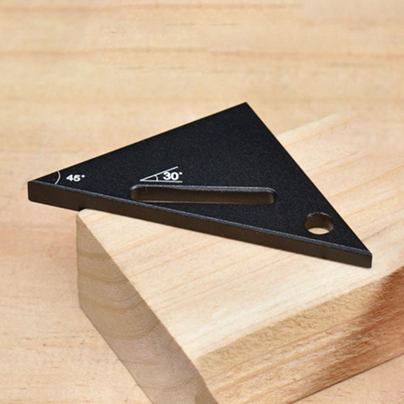 Black Alloy Metal 90 45 Degree Protractor Ruler Portable Woodworking Measurement Tool With Keychain - Image 4