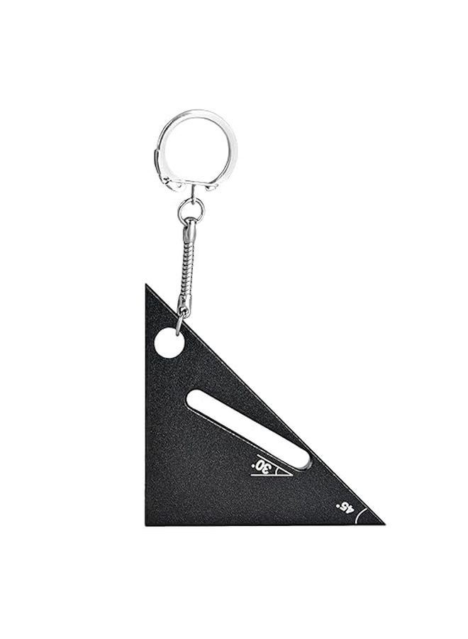 Black Alloy Metal 90 45 Degree Protractor Ruler Portable Woodworking Measurement Tool With Keychain - Image 1