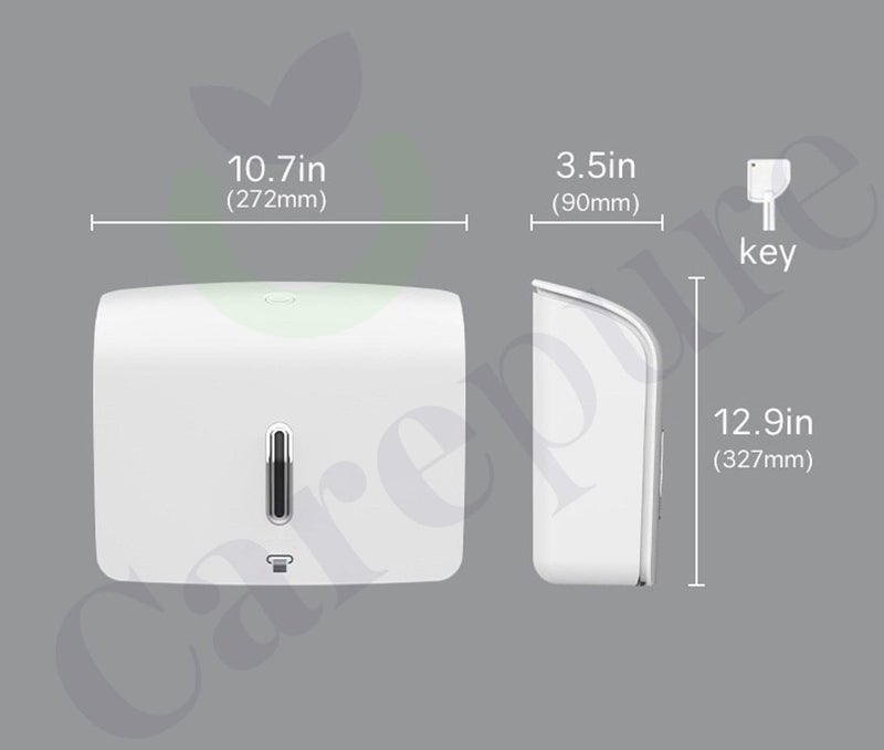 Carepure Wall Mounted Multi Fold Tissue Paper Holder Dispenser | M Fold Tissue Holder Dispenser | Free with 2 Packet of Multi fold Tissue - White - Image 3