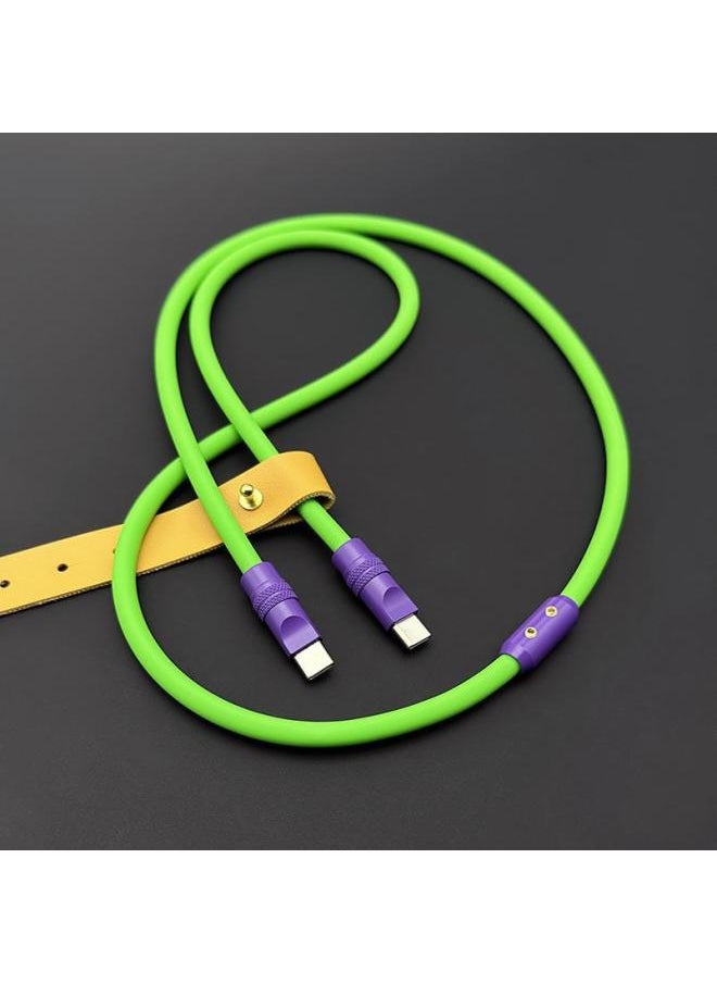 Generic - Mobile Phone Color Matching Fast Charging Silicone Tablet IPhone Data Line Apple 16Pro Computer PD For IPad-Color:Lavender Purple + Pink Shell + Slider-Line Length:0.5m (usb To Apple 8-14 Front/12w) - Image 1