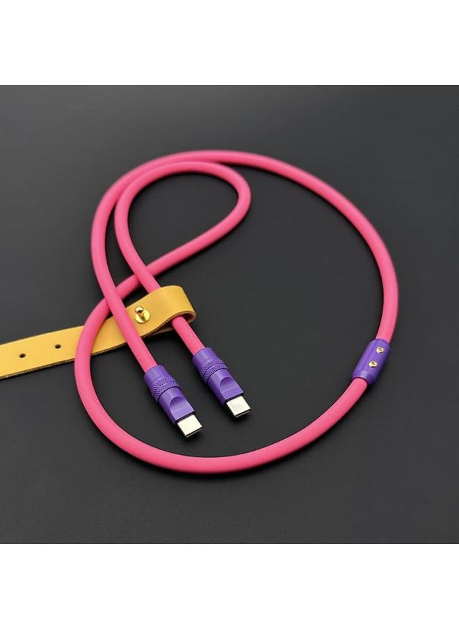 Generic - Mobile Phone Color Matching Fast Charging Silicone Tablet IPhone Data Line Apple 16Pro Computer PD For IPad-Color:Lavender Purple + Pink Shell + Slider-Line Length:0.5m (usb To Apple 8-14 Front/12w) - Image 1
