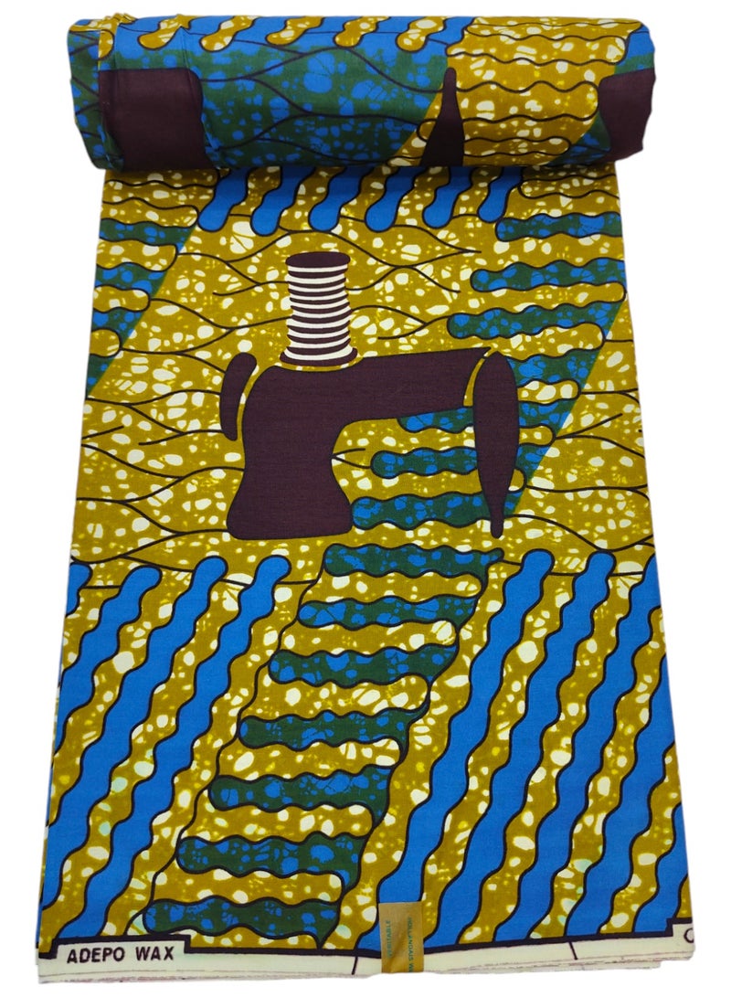 African Wax Fabrics 6 Yards 100% Cotton Ankara Print Fabric Best New Beautiful Design Multicolour Latest Fancy for Party Dress 297115 - Image 2