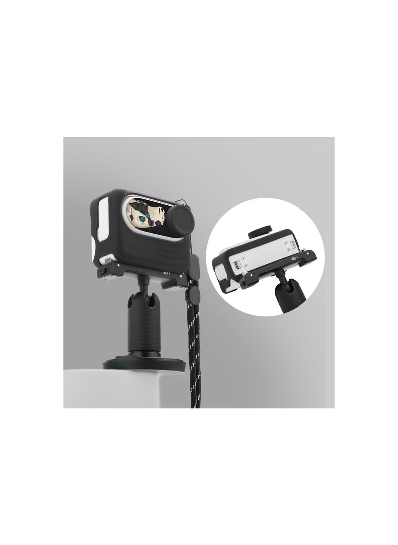 Generic غطاء عدسة كاميرا سيليكون لـ Insta360 Go3 - حافظة واقية مع حبل، جلد مضاد للخدش، عدسة مضيفة ملفوفة بالكامل، مقاومة للماء للسفر والرياضة (أسود)  - Image 4