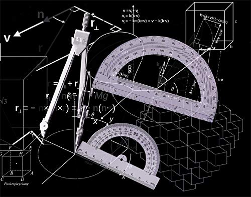 oxe Student Math Geometry Set,Drawing Compass 4 Inch and 6 Inch Clear Math Protractor Triangle Ruler 30/60 45/90 Degree and 8 Inch Ruler,Set of 6 Pcs - Image 5