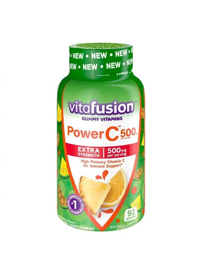 Vitafusion Extra Strength Power C Gummy Vitamins, Tropical Citrus Flavored Immune Support (1) Vitamins, 92 Count  - Image 1