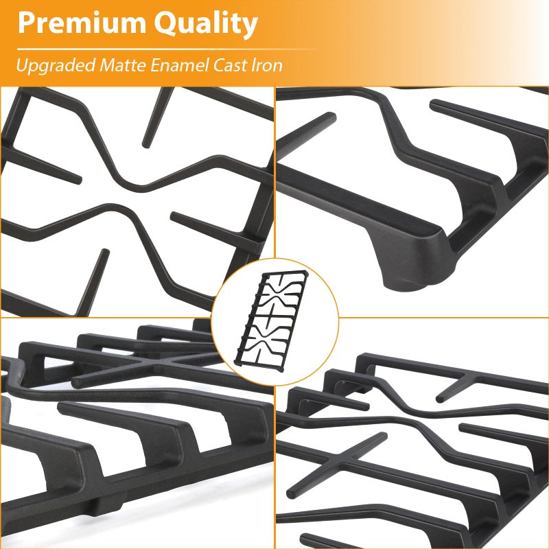 FlameDuty Upgraded WB31X27151 Side Stove Grate Replacement for Ge General Electric Stove Parts,WB31X24736 Cast Iron Burner Cooking Grate Rack for General Electric JGBS66REKSS JGB735SPSS Stove Rack,2 Pack - Image 5
