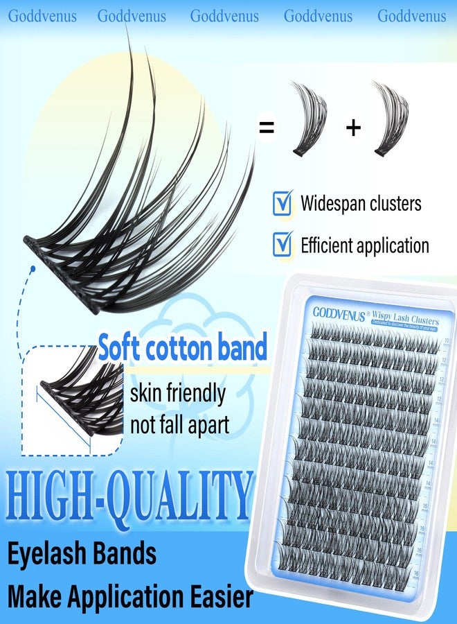 Goddvenus Wispy Lash Clusters Natural Lashes Clusters Wispy Eyelash Clusters CD Curl Cluster Eyelash Extensions DIY Individual Lashes Invisible Band Lash Extension Fluffy Eyelashes Clusters - Image 2