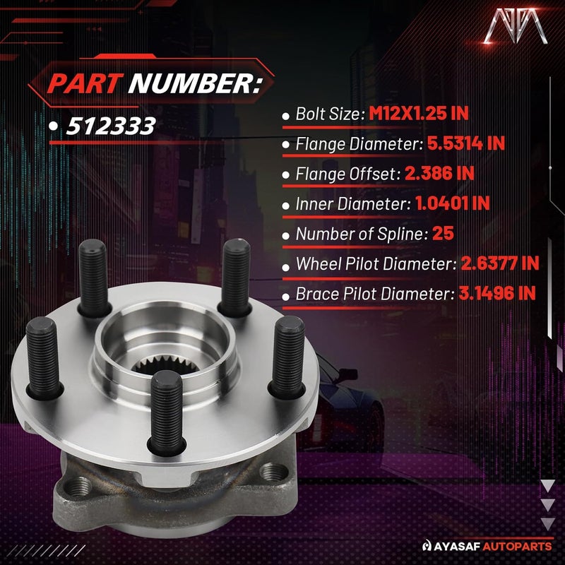 MAYASAF 512333 Rear Wheel Hub Bearing Assembly (2 Pack) for Dodge Caliber and Jeep Compass/Patriot - Image 3
