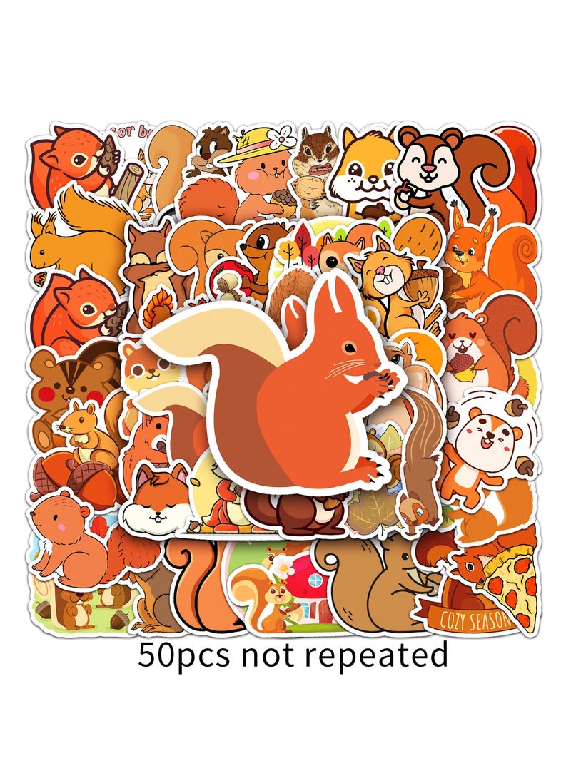 50Pcs Lovely Squirrel Stickers for Boys Girls Teens Kids Cute Waterproof Vinyl Stickers for Laptop Flasks Luggage Cup Phone Water Bottles Notebook Tablet Car Cartoon Animals Decals Pack  - Image 5