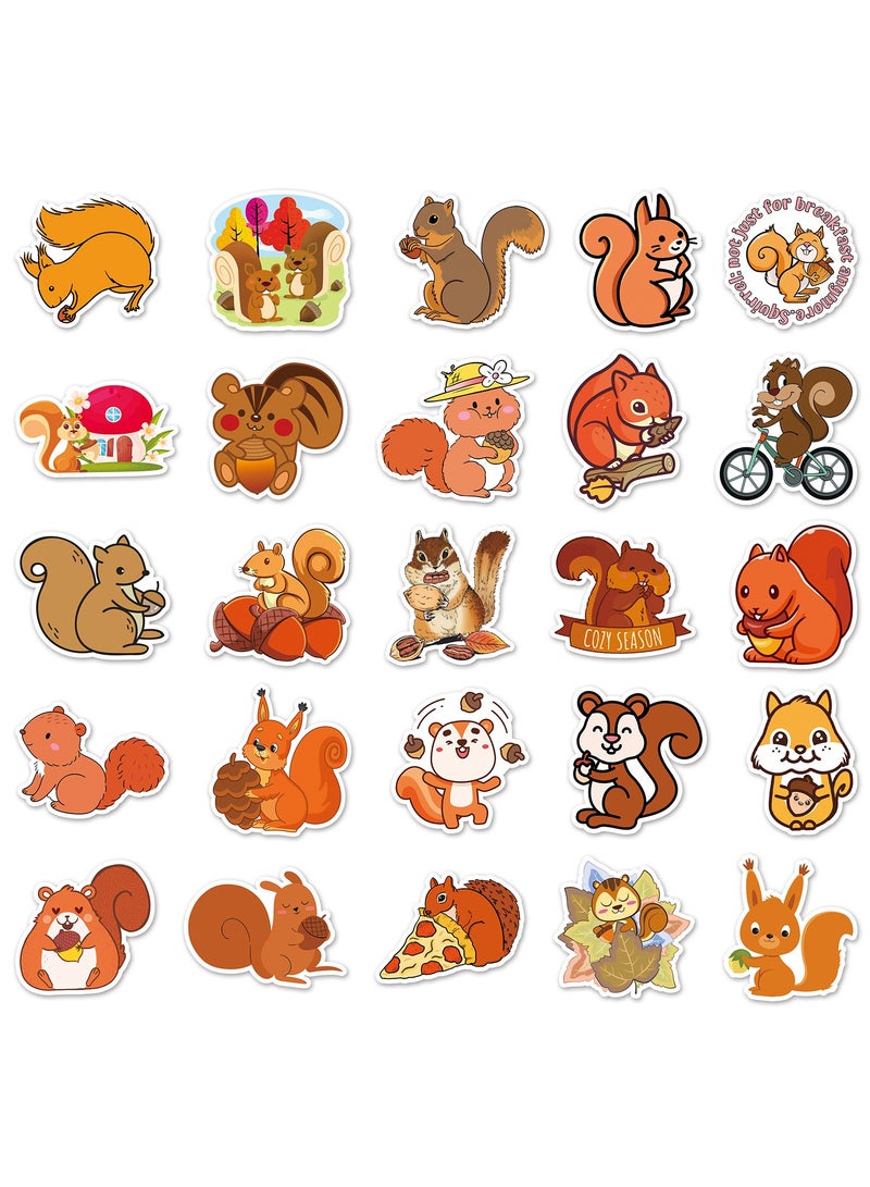 50Pcs Lovely Squirrel Stickers for Boys Girls Teens Kids Cute Waterproof Vinyl Stickers for Laptop Flasks Luggage Cup Phone Water Bottles Notebook Tablet Car Cartoon Animals Decals Pack  - Image 3