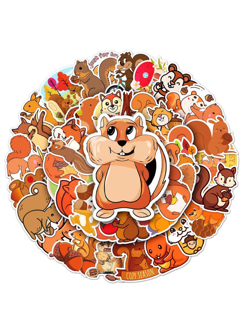 50Pcs Lovely Squirrel Stickers for Boys Girls Teens Kids Cute Waterproof Vinyl Stickers for Laptop Flasks Luggage Cup Phone Water Bottles Notebook Tablet Car Cartoon Animals Decals Pack  - Image 1
