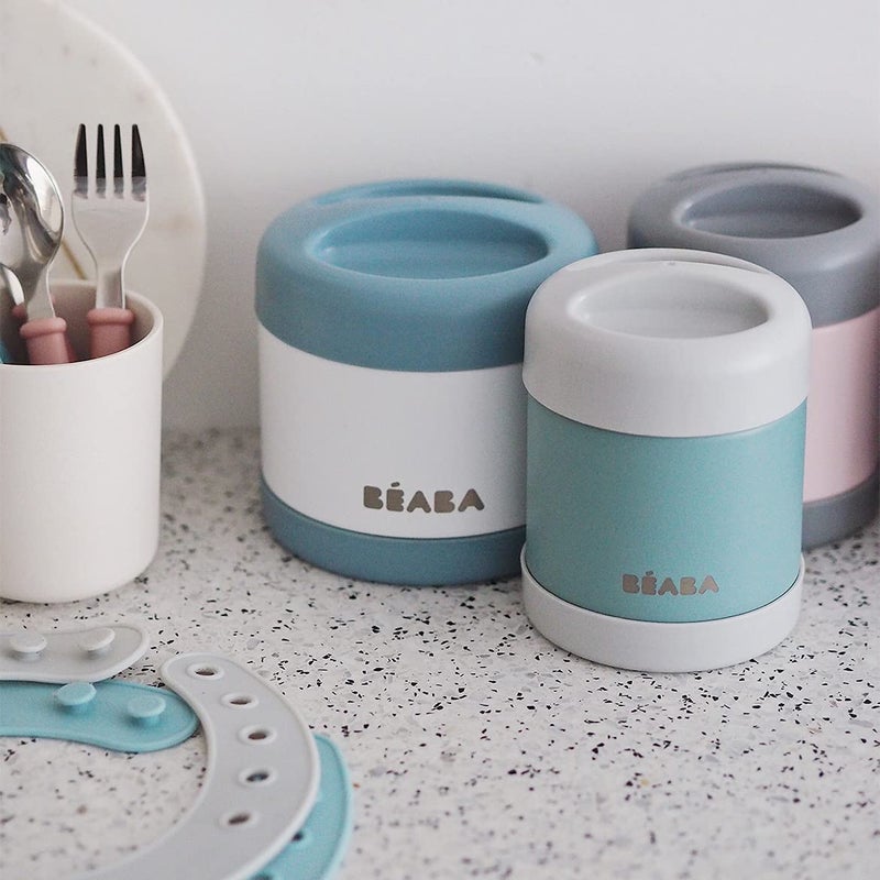BEABA Stainless Steel Insulated Food Jar 16 oz, Kids Thermos, Lunch Containers, Leakproof, Wide Opening, Suitable for Hot and Cold Foods (Cloud) - Image 5