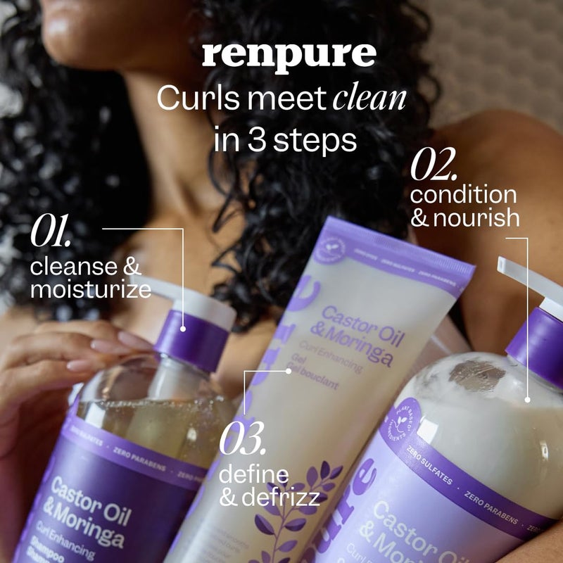 Renpure Castor Oil & Moringa Curl Enhancing Conditioner - For Moisturized, Detangled & Frizz-Free Curls - With Castor Oil & Moringa Seed Oil - For Wavy to Curly Hair -24 Fl Oz - Image 5