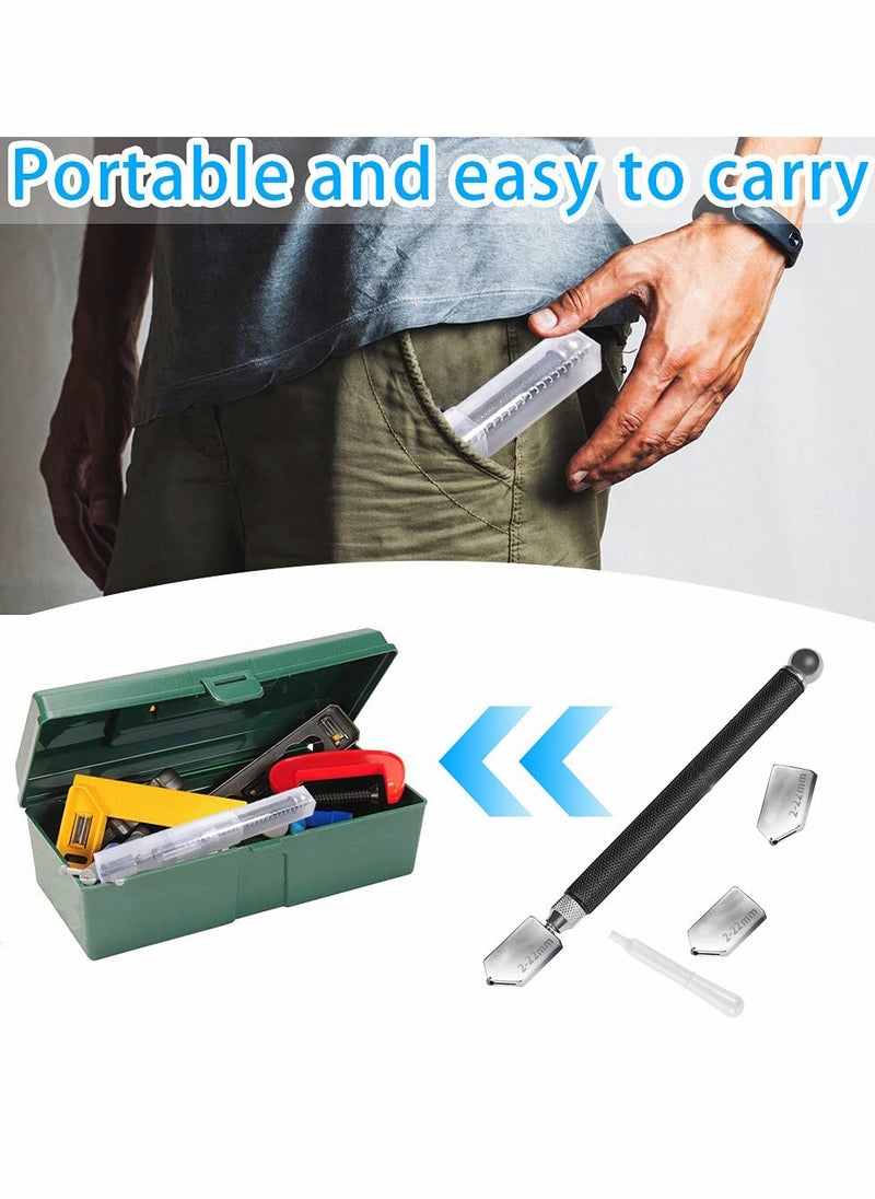 SYOSI Glass Cutter Glass Cutters Tool for Thick Glass Tiles Mirror Mosaic Cutting in The Range 2-22cm Tile Cutter Diamond Glass Cutter with Ergonomic Handle and Replaceable 3 Carbide Cutting Heads  - Image 5