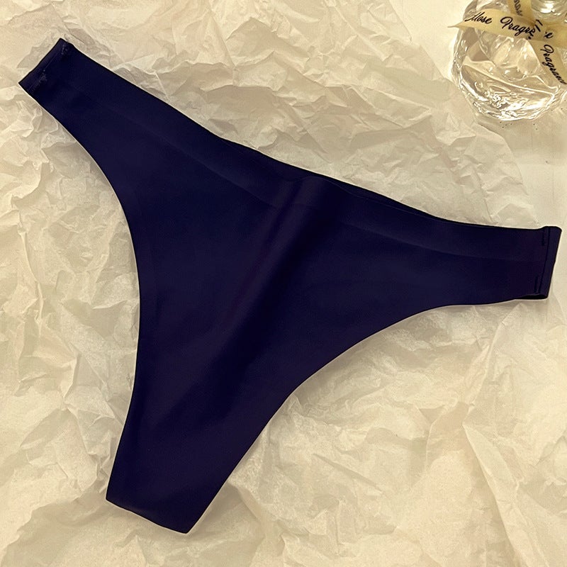 Seamless Ice Silk Underwear For Women, Low-Waisted Thin Breathable Cotton Crotch Women'S Triangle Thong Sale - Image 1